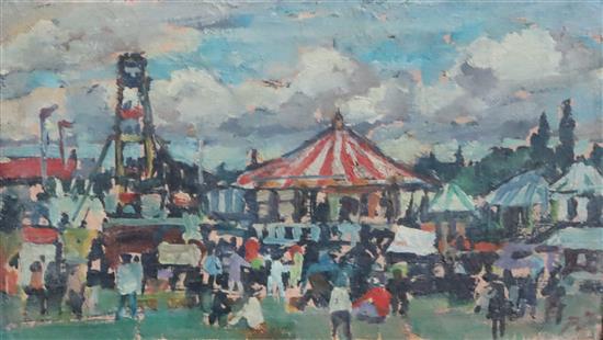 Llewellyn Petley-Jones (1908-1986) Country fair 6.25 x 10.5in.